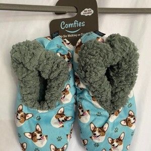 Comfies "It's Like Walking on Clouds" One Size Fits Most Slipper with Welsh Corg